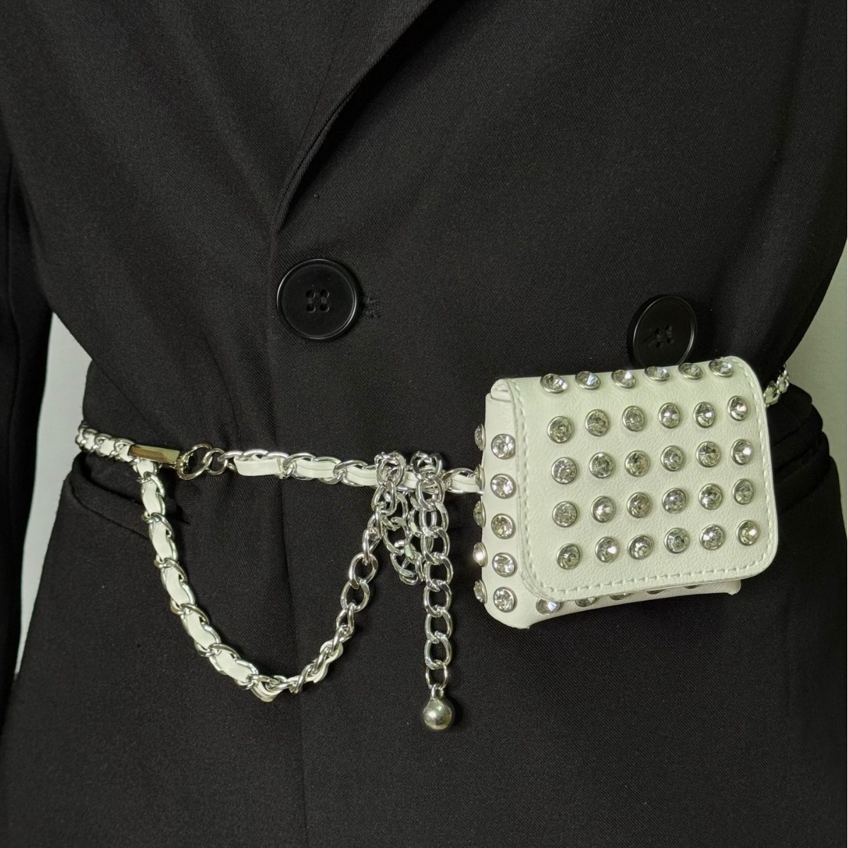 Women'S Jeans Accessories Chain - ファッションリベットミニウエストパックショルダーバッグエレガントなベルトバッグ女性のためのパンクアクセサリーゴシック口紅バッグジーンズウエストバンド女性