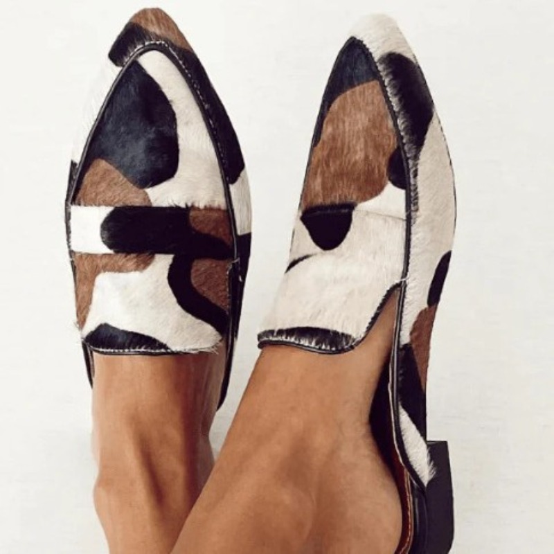 Women'S Shoes And Accessories - 英国風2026年春秋新作おしゃれなポインテッドトゥ34-43浅履き牛柄カジュアルレディースシューズ