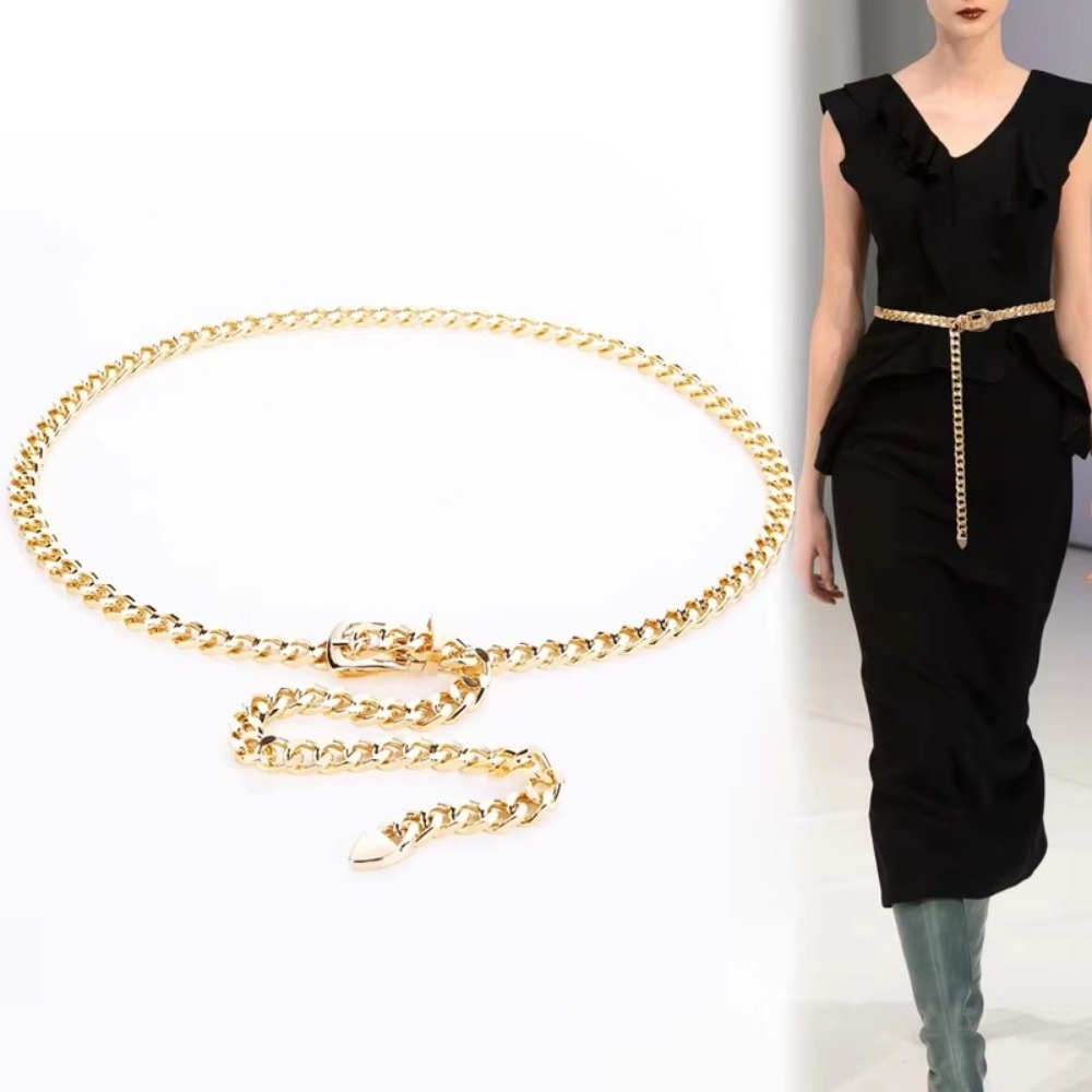 Women'S Jeans Accessories Chain - シンプルなメタルチェーンベルトロングタッセルウエストチェーンドレスコルセットウエストベルトドレスジーンズベルトアパレルアクセサリーファッションシンプル