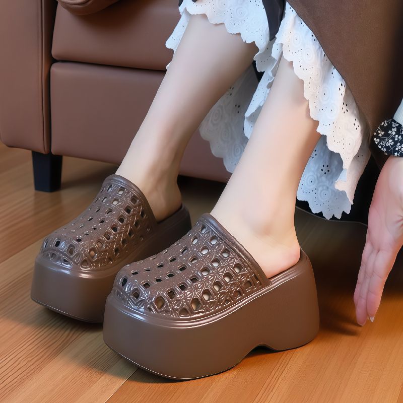 Women'S Shoes And Accessories - 新作カットアウトハイヒールEVAサンダル 女性用 身長アップ8cmシューズ ガールズ ウェッジヒール クローズトゥ