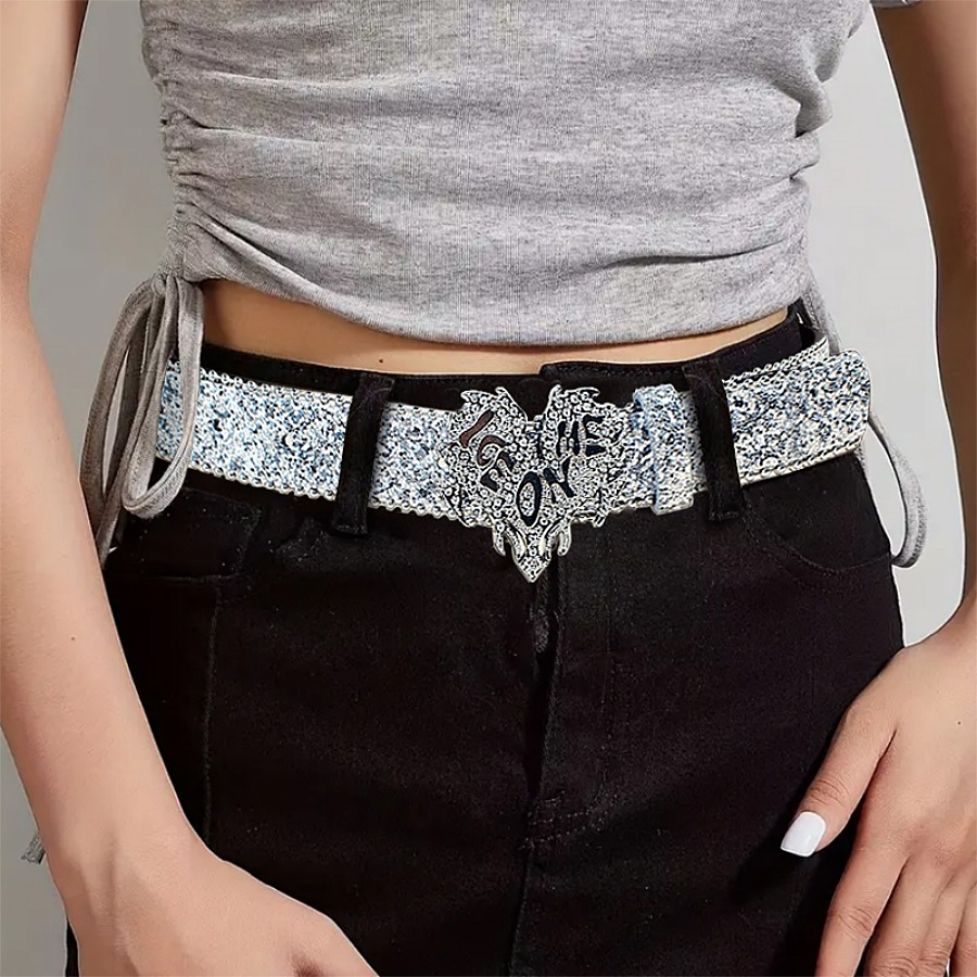 レディースファッション多用途ラインストーンシルバーシークイン - Women'S Jeans Accessories Chain のレビューと価格