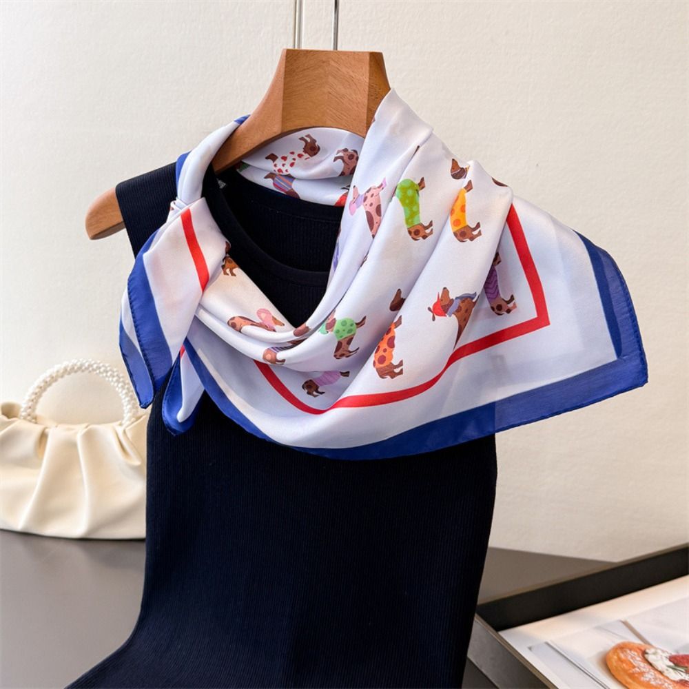 プリントダックスフントプリントスカーフ Y2K 幾何学模様小 - Women'S Korean Accessories のレビューと価格