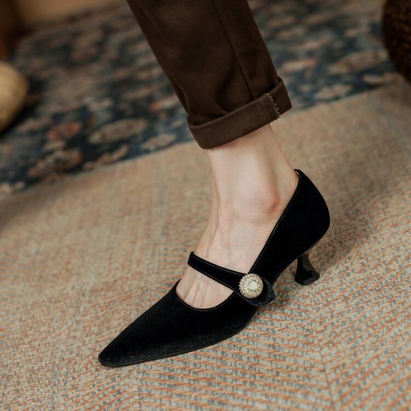 ワインレッド ポインテッドトゥ メリージェーンシューズ レデ - Women'S Shoes And Accessories のレビューと価格