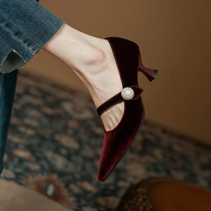ワインレッド ポインテッドトゥ メリージェーンシューズ レデ - Women'S Shoes And Accessories のレビューと価格