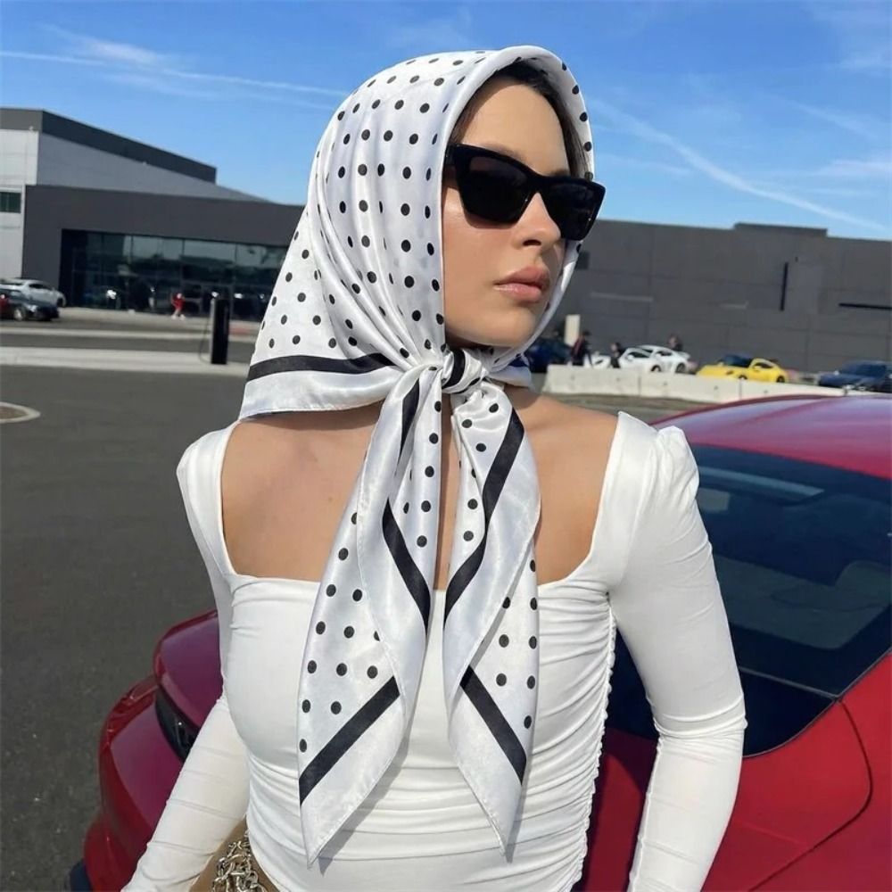 レトロプリントドット柄スカーフ 幾何学模様 スパイシーガール - Women'S Korean Accessories のレビューと価格
