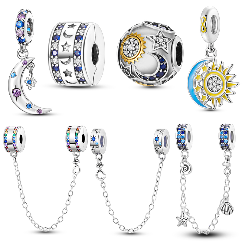 シルバームーンスターダングルチャームビーズフィットオリジナル - Women Accessories Pandora のレビューと価格