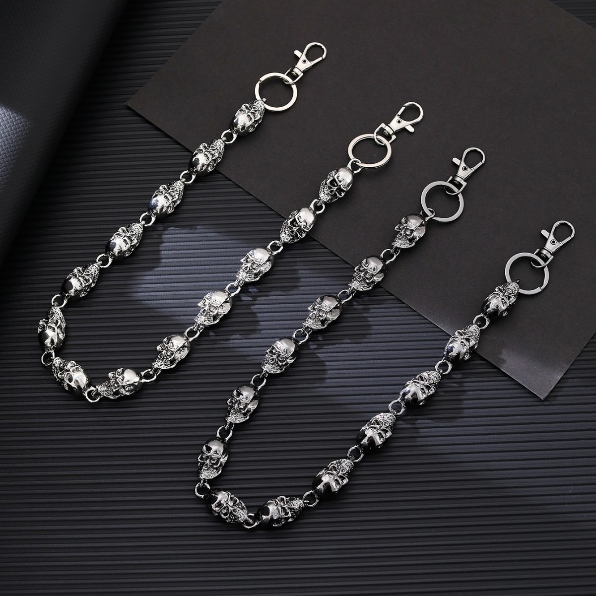 スカルキーホルダーウォレットチェーン、パンクゴシックメタルジ - Women'S Jeans Accessories Chain のレビューと価格