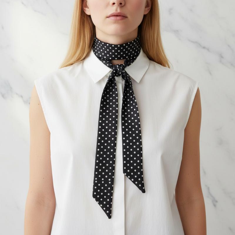 ファッション水玉模様のシルクスカーフ多用途帽子ヘアバンド韓国 - Women'S Korean Accessories のレビューと価格