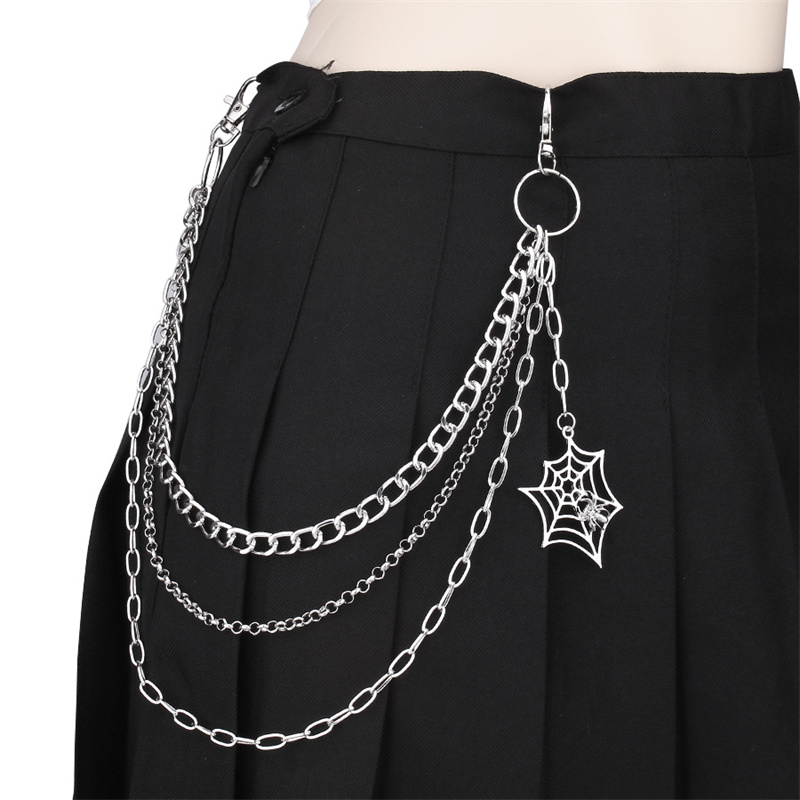 男性と女性のためのハロウィーンのキーホルダー,パンクブラック - Women'S Jeans Accessories Chain のレビューと価格
